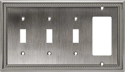 Miniatura 55 de Henne Bery Sunken Pearls - Placa de pared decorativa resistente para interruptor, cubierta para tomacorrientes (doble dúplex, níquel satinado)