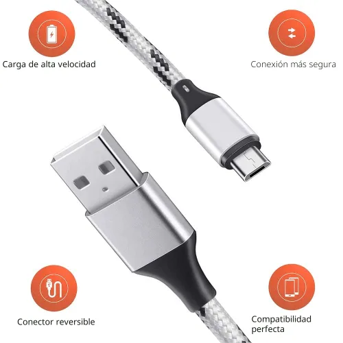 Miniatura 9 de Cable de carga múltiple, paquete de 3 cables de carga múltiple de nailon trenzado múltiple USB universal 3 en 1 adaptador de cable de carga