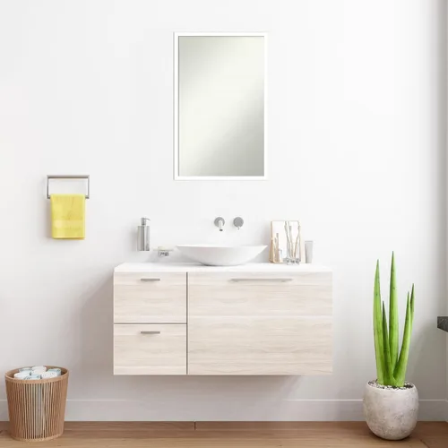 Miniatura 874 de Amanti Art Espejo de baño blanco para sobre el fregadero, 32 x 45 pulgadas, espejo de tocador rectangular blanco esbelto, marco de madera moderno