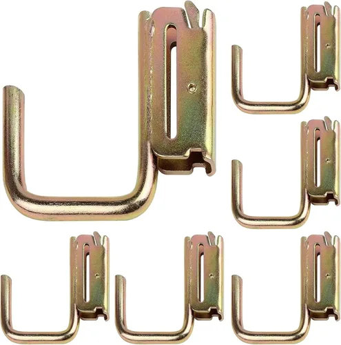 Miniatura 15 de E-Track - Paquete de 2 ganchos para pala resistentes para almacenar herramientas de mango largo, herramienta de acero grande, gancho doble en J, 6.0