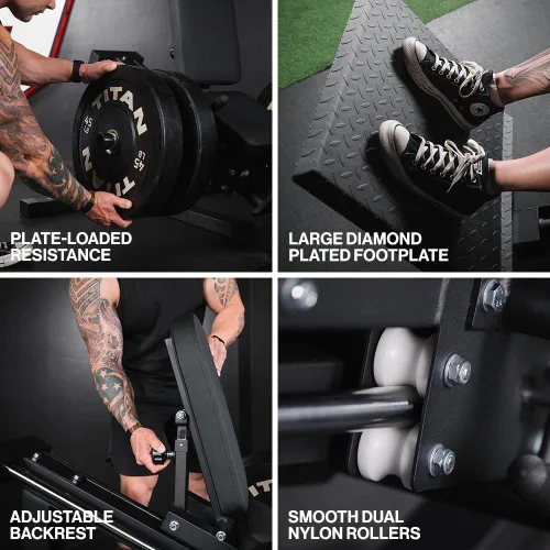 Miniatura 3 de Titan Fitness Máquina de sentadillas lineal con carga en placa, clasificada 700 libras, máquina de fitness de grado comercial para sentadillas