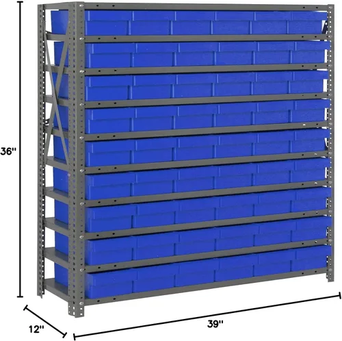 Miniatura 624 de Quantum QSBU-245BK Heavy Duty Shelving Unit with (7) Shelves and (24) QUS245 Black Bins for Garage Warehouse Storage Distribution 400 lb Load
