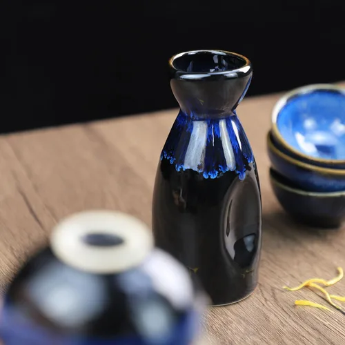 Miniatura 7 de Sizikato El juego de sake de porcelana de cerámica de 5 piezas incluye 1 botella de sake y 4 tazas de sake