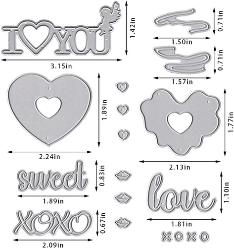 Miniatura 2 de Hying Troqueles de corte de palabras de amor de San Valentín para hacer tarjetas, decoración de álbumes de fotos, corazones amorosos, besos