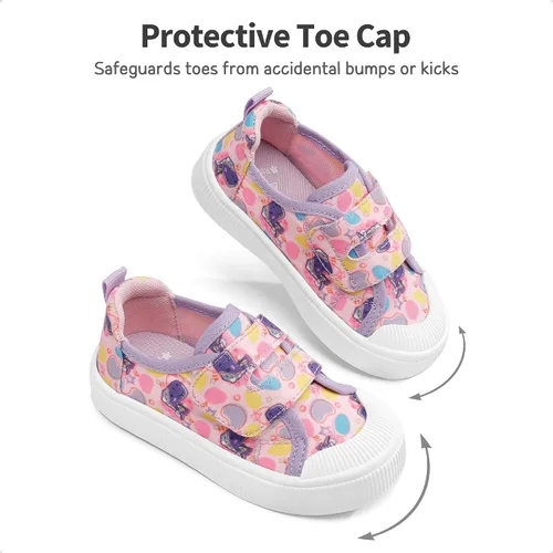 Miniatura 2 de DREAM PAIRS Zapatos deportivos de lona de dibujos animados para niños y niñas, zapatos de lona con gancho y bucles, zapatos casuales para caminar