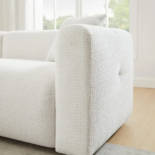 Miniatura 6 de Juegos de muebles de sala de estar VANOMi incluyen sofá de 95" y sillones de 42", sofá tapizado de bouclé extragrande con almohadas, juego de Blanco