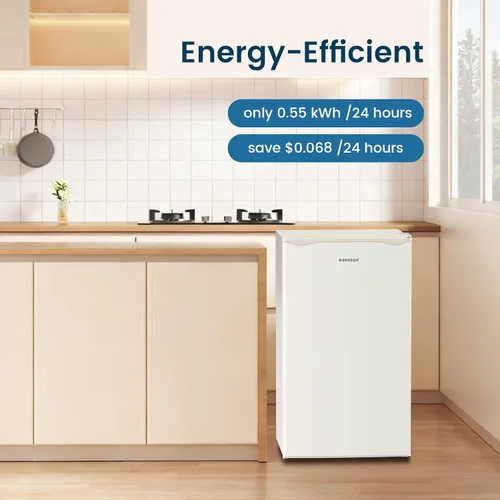 Miniatura 5 de BANGSON Mini refrigerador con congelador, 3.2 pies cúbicos, refrigerador pequeño de una sola puerta, eficiencia energética, bajo ruido, mini Blanco