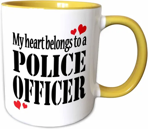 Miniatura 8 de 3dRose Taza de cerámica My heart belongs to a policer, azul/blanco