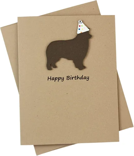 Miniatura 12 de Tarjeta de cumpleaños de pastor australiano negro Tarjeta de felicitación para mascotas con tema de perro australiano negro Sombrero de fiesta
