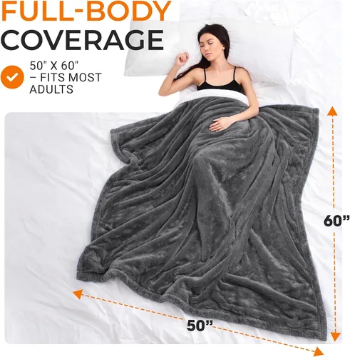 Miniatura 4 de Cheer Collection Manta para sofá – Manta de lujo – Manta suave de microsherpa para sofá, cama y viajes – Elegante manta decorativa – 50 x 60 Gris