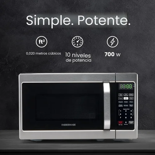 Miniatura 2 de Farberware - Horno microondas de sobremesa de 0.7 pies cúbicos – 700 vatios de potencia, configuraciones de cocción automática, descongelación