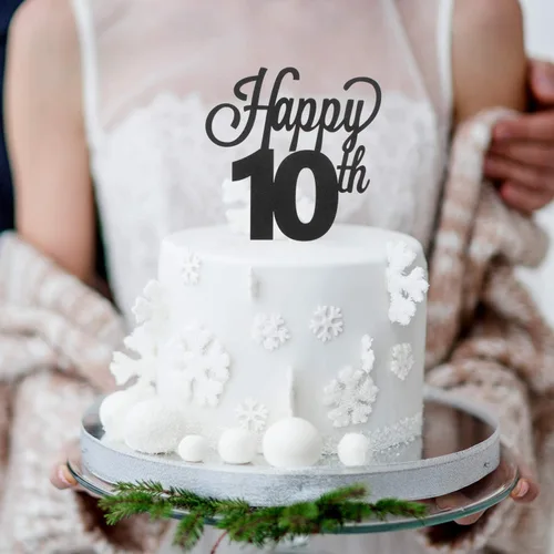 Miniatura 5 de LINGTEER - Decoración para pastel con texto "Happy Birthday 100", color negro