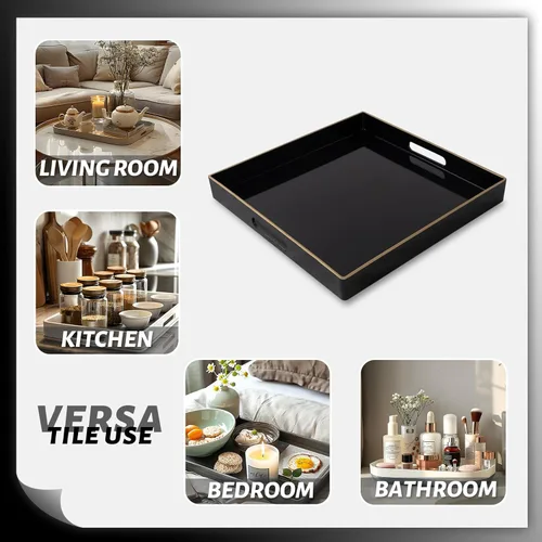 Miniatura 7 de MAONAME - Bandejas de servir azules con asas, bandeja decorativa ovalada para mesa de café, juego de bandejas anidadas de 2, bandeja de tocador