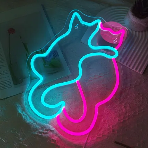 Miniatura 6 de Dos Letreros de Neón de Gato, Letrero de Neón LED de Gato para Decoración de Pared, Lindas Luces de Neón de Gato, Luz de Neón de Arte de Pared 3D