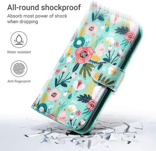 Miniatura 4 de ULAK - Funda tipo cartera para iPhone SE 3 (2022)/SE (2020)/8/7, con tarjetero, funda tipo cartera de piel sintética floral premium con soporte
