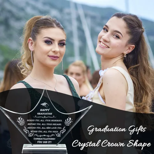 Miniatura 5 de Movdyka Regalo de graduación para ella y él 2026 único – Corona de cristal grabada para clase de 2026 regalos – Ideas de regalo de graduación