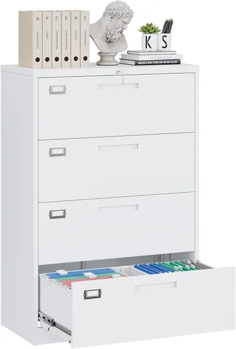 Miniatura 13 de Yizosh Archivador de 2 cajones con cerradura, gabinete de almacenamiento de archivos de oficina con bloqueo de metal con cajones, organizador