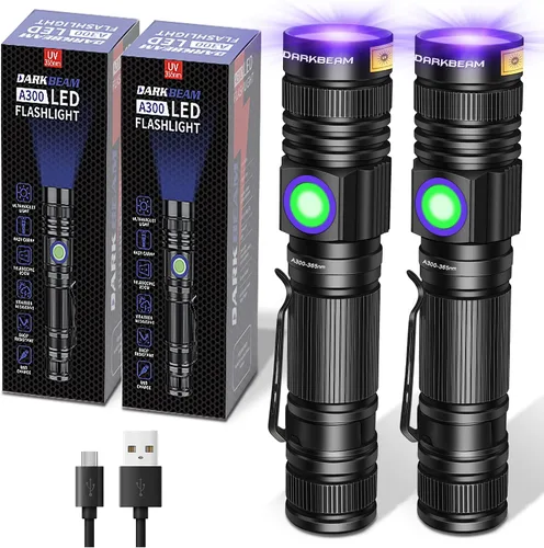 Miniatura 10 de DARKBEAM Linterna UV 365nm Luz negra recargable USB, lámpara de Wood de mano ultravioleta luz negra LED portátil, detector de orina de mascotas