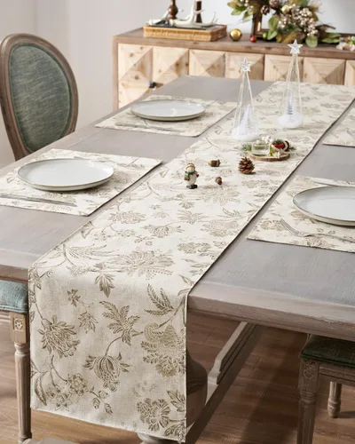 Miniatura 24 de jinchan Camino de mesa de lino floral para cocina, granja, 13 x 90 pulgadas, para isla de cocina, mesa de comedor, decoración interior y exterior, 1