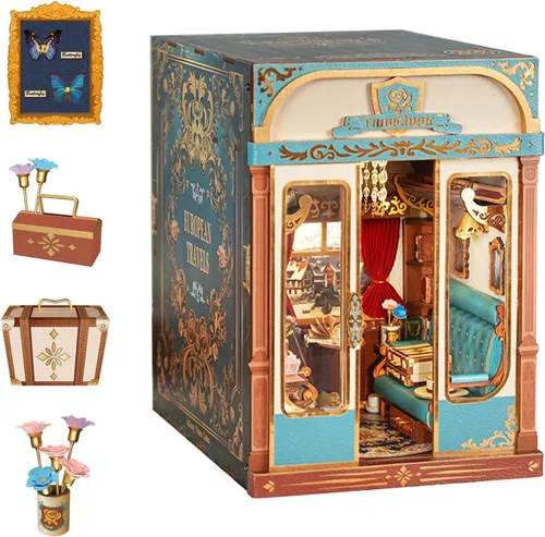 Tonecheer - Kit de manualidades para rincón de lectura para adultos, maqueta en miniatura de cabina de tren infinito europeo, carruaje vintage