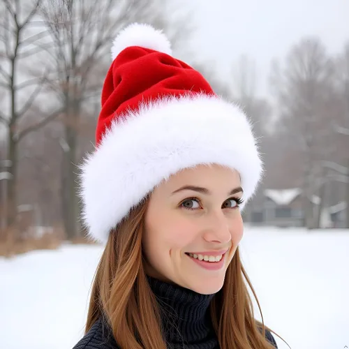 Miniatura 7 de Christmas Hat, Santa Hat for Adults/Kids/Baby Red Velvet Double Extra Thicken Unisex Xmas Hats for New Year Holiday Party Adulto/1 pieza
