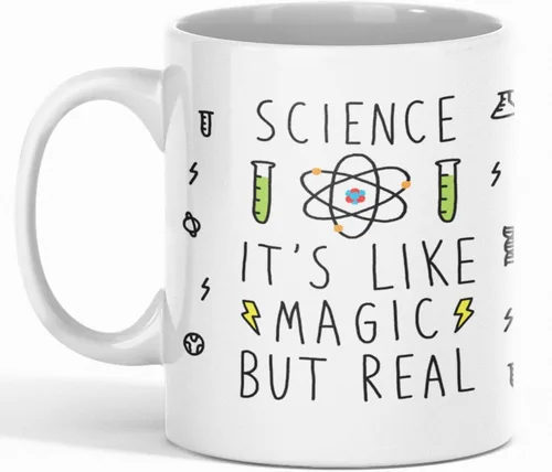 LookHUMAN Taza de café de ciencia – Tazas de café únicas para los amantes del café, tazas de café de cerámica con impresión de doble cara como