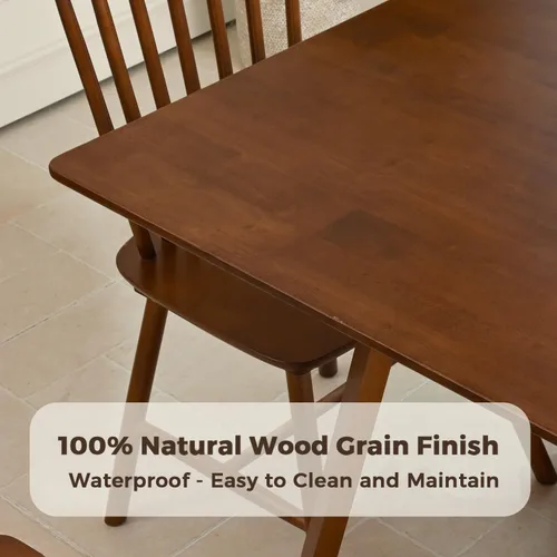 Miniatura 4 de DELAVIN Mesa de comedor grande de madera maciza de 70.8 pulgadas para 6-8 personas, mesa de cocina moderna de roble con veta de madera natural, mesa