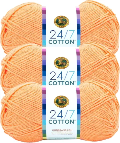 Miniatura 70 de Lion Brand Yarn, Hilo ligero mercerizado de algodón 24/7 para tejer, ganchillo y manualidades, Almirante, 1 paquete, 185 yardas de fibra natural