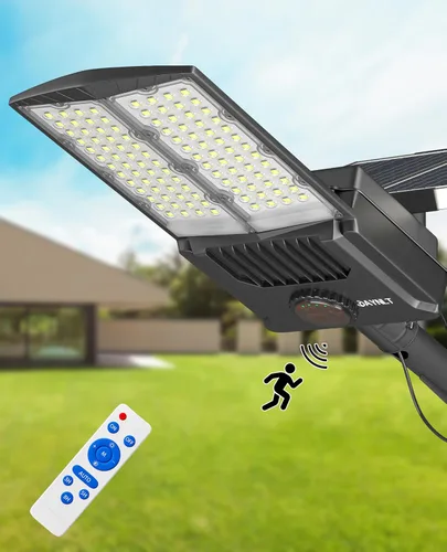 JAYNLT Y-9000W Luces solares de calle para exteriores, 6500K 700000LM Luces de estacionamiento de alta potencia comerciales del atardecer al