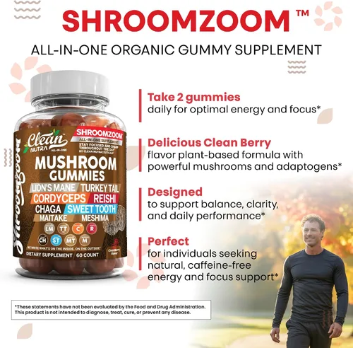 Miniatura 6 de Gomitas de hongos 15 en 1 con melena de león, cola de pavo Cordyceps Reishi Chaga Sweet Toot Maitake Meshima Poria Cocos Shiitake Tremella