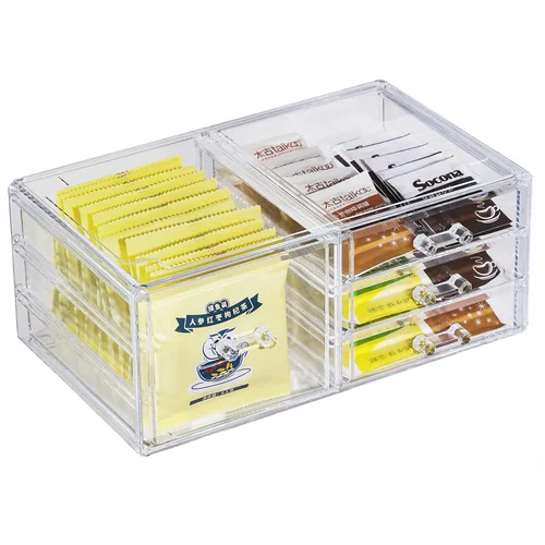 Miniatura 12 de Cq acrylic 1 paquete de cajones de almacenamiento apilables transparentes para tocador, organizador de escritorio apilable de 3 cajones con cajones