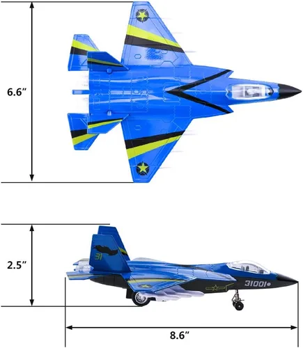 Miniatura 9 de HSOMiD Aviones de aleación/avión/juguete de aviones con bombarderos sigilosos de tracción y aviones de combate negro (azul)