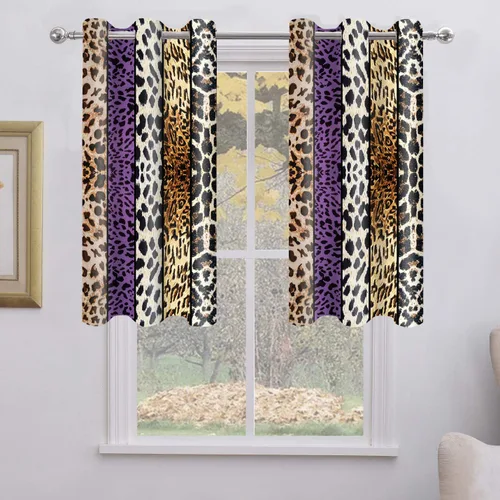Miniatura 97 de Cortina opaca con estampado de animales salvajes, para oscurecer la habitación, con aislamiento térmico, con ojales para sala, comedor, dormitorio