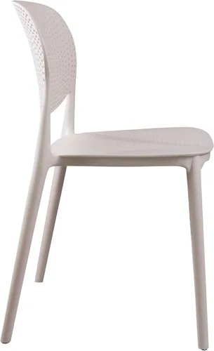 Miniatura 5 de CozyBlock - Silla de comedor apilable perforada de malla para interior y exterior, juego de 2 (Biege)