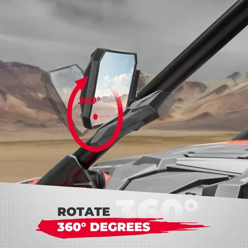 Miniatura 4 de KEMIMOTO Espejos laterales para UTV con barra antivuelco de 1.6" a 2", espejos laterales retrovisores SXS ajustables, compatibles con Polaris RZR