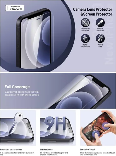 Miniatura 3 de Protector de pantalla de vidrio templado para iPhone 14 Pro Max, película de vidrio templado con fácil instalación, antiarañazos y sin burbujas