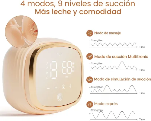Miniatura 2 de NCVI Extractor de leche eléctrico doble 8102, batería mejorada de 4400 mAh con luz nocturna, extractor de leche portátil para lactancia materna, 4