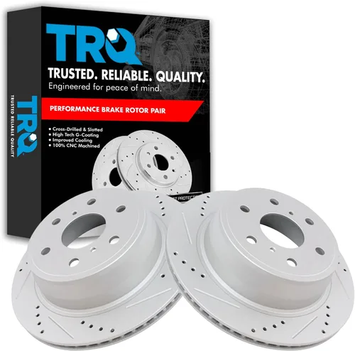Miniatura 388 de TRQ Juego de rotores de freno de rendimiento trasero con revestimiento G premium compatible con Mazda 6 2014-2021