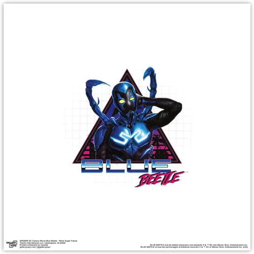 Miniatura 10 de Trends International Gallery Pops DC Comics Blue Beetle - Póster de pared retro Super Future, 12 x 12 pulgadas, versión de marco blanco