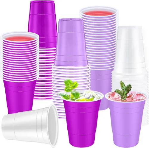 Miniatura 19 de Jingmore 90 vasos de plástico desechables para fiestas de neón, vasos de plástico desechables de 16 onzas, fiestas, matrimonios, despedidas