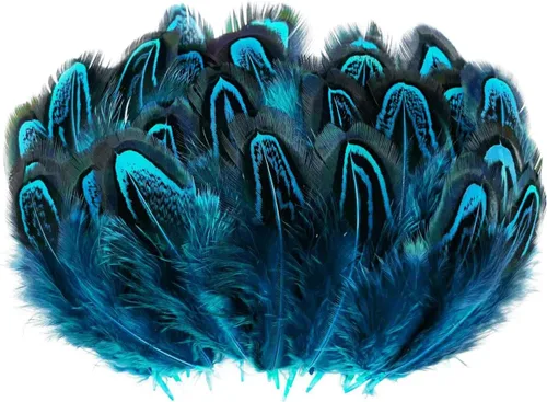 100 plumas de faisán azul turquesa de 2 a 3 pulgadas para manualidades, decoración de atrapasueños Azul lago