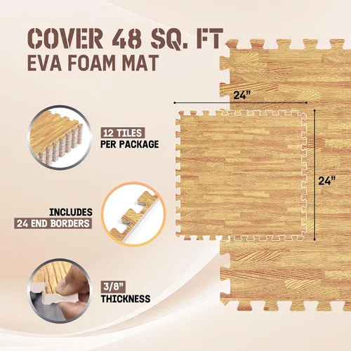 Miniatura 2 de Yes4All Alfombrillas Entrelazadas de EVA, Baldosas de Suelo tipo Rompecabezas, Acolchado de Suelo de Espuma con Borde para Muebles, Espacio
