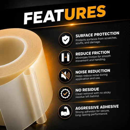 Miniatura 3 de WOD SPT7A UHMW Cinta de Película Transparente de Polietileno Deslizante, 1 pulgada x 10 pies. Adhesivo Agresivo - Ideal Para Reducción de Chirridos
