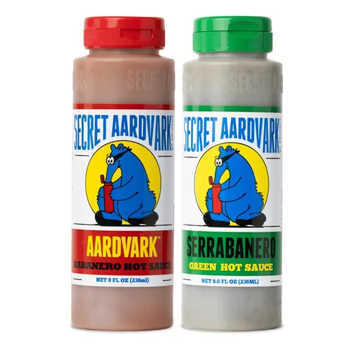 Miniatura 9 de Secret Aardvark Salsa picante Habanero – Pimientos habaneros y tomates asados, salsa picante medianamente especiada, salsa barbacoa, sin OGM, baja