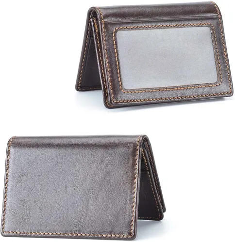 Miniatura 5 de HAWEE Billetera de bolsillo frontal plegable para hombre, de piel auténtica, con bloqueo RFID, tarjetero