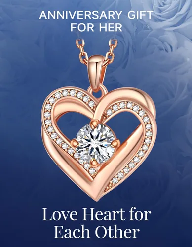 Miniatura 19 de MomentWish Collar de corazón para mujer, moissanita, diamante de imitación, plata de ley 925
