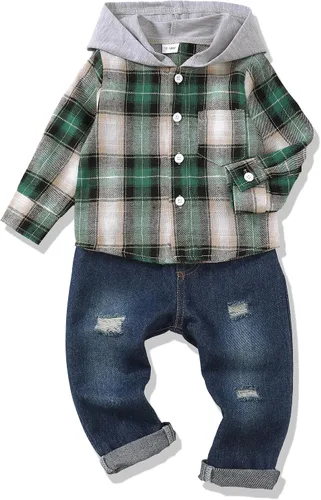 Miniatura 51 de Renotemy Ropa de bebé para niño, trajes de mezclilla, sudadera con capucha para bebés, pantalones de mezclilla, ropa para niños pequeños