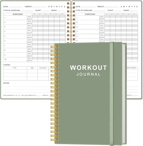 Miniatura 9 de Diario de fitness simplificado para mujeres y hombres, diario/planificador de entrenamiento A5 diario de registro de ejercicios para pérdida