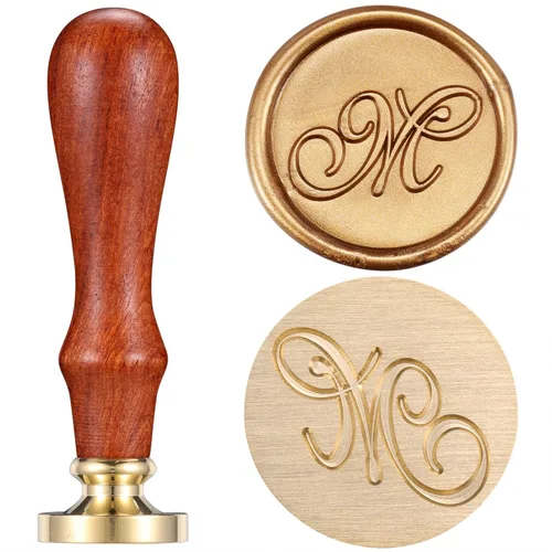 Yoption - Sello de cera con diseño de letra del alfabeto y cabeza de latón retro, sello clásico