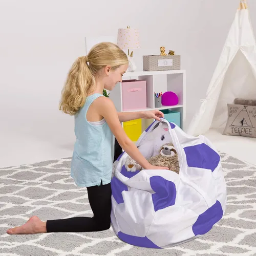 Miniatura 81 de Posh Stuffable - Sillón puff con almacenamiento para niños, contenedor de animales de peluche, organizador de juguetes de niños Lona rayas verde